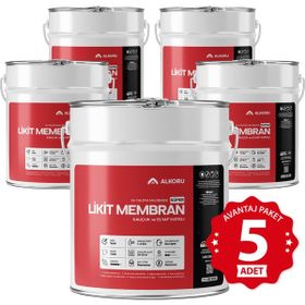 Alkoru Süper Likit Membran Kauçuk ve Elyaf Katkılı 5x15 kg Sıvı Su Yalıtım Malzemesi