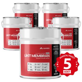 Alkoru Süper Likit Membran Kauçuk ve Elyaf Katkılı 5x15 kg Sıvı Su Yalıtım Malzemesi