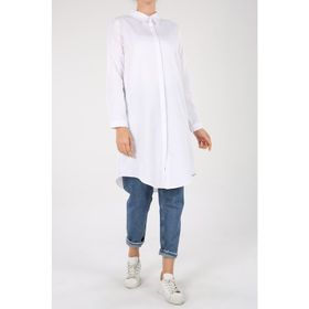 Allday 116 8788 00 Kadın Beyaz Gizli Patlı Gömlek Tunik