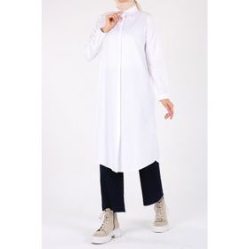 Allday 116 8788 00 Kadın Beyaz Gizli Patlı Gömlek Tunik