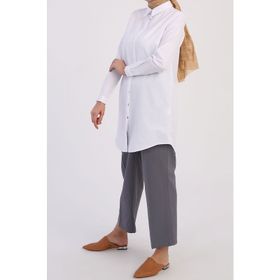 Allday 116 8788 00 Kadın Beyaz Gizli Patlı Gömlek Tunik