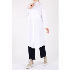 Allday 116 8788 00 Kadın Beyaz Gizli Patlı Gömlek Tunik