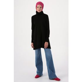 Allday 180 2069 Siyah Balıkçı Yaka Kadın Triko Tunik