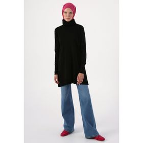 Allday 180 2069 Siyah Balıkçı Yaka Kadın Triko Tunik