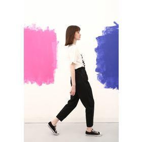 Allday 21JX70018AL2 Antrasit %100 Pamuk Beli Büzgülü Slouchy Jean Pantolon