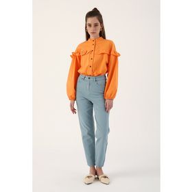 Allday 22DB76004AL7 Mavi %100 Pamuk Rahat Kalıp Mom Pantolon
