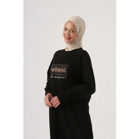 Allday 23OB52178AL0 Siyah Aplike Nakışlı Sweat Tunik