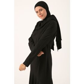 Allday 23OB60074AL0 Siyah Degaje Yaka Kapüşonlu Kadın Elbise