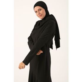 Allday 23OB60074AL0 Siyah Degaje Yaka Kapüşonlu Kadın Elbise