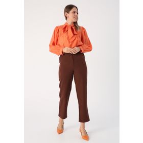 Allday Acı Kahve Paçası Yırtmaçlı Pantolon