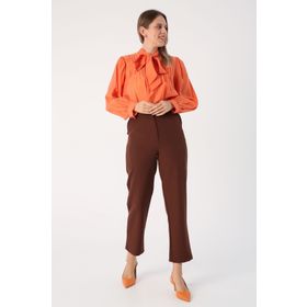 Allday Acı Kahve Paçası Yırtmaçlı Pantolon