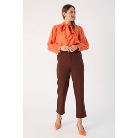 Allday Acı Kahve Paçası Yırtmaçlı Pantolon