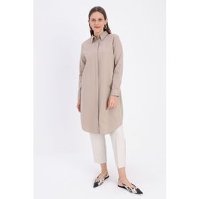 Allday BDX51007 Vizon Gizli Patlı Pamuklu Gömlek Tunik
