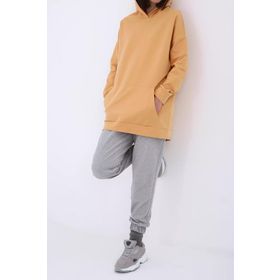 Allday BOB52074AL0 Açık Sarı Kanguru Cepli Kapüşonlu Sweat Tunik