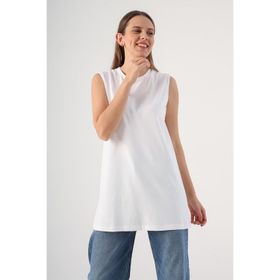 Allday BOX16008AL0 Beyaz %100 Pamuk Kolsuz T-shirt Tunik