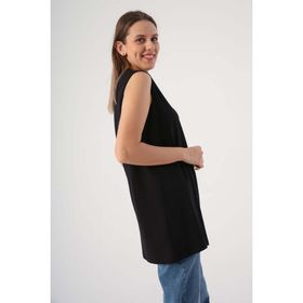 Allday BOX16008AL0 Siyah %100 Pamuk Kolsuz T-shirt Tunik