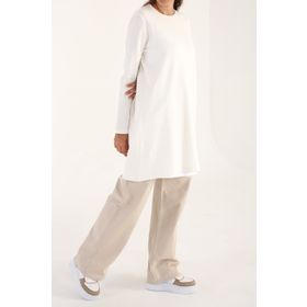 Allday BÖX52049AL9 Bej Büyük Beden Süprem Basic Kadın Sweat Tunik