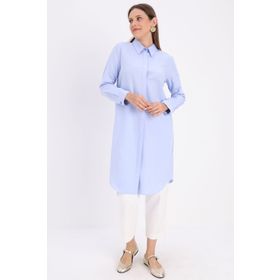 Allday Gizli Patlı Pamuklu Gömlek Mavi Tunik