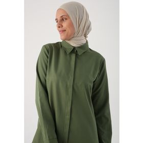Allday Haki Basic Gizli Patlı Gömlek Tunik