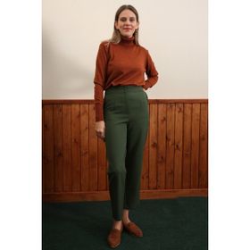 Allday Koyu Yeşil Paçası Yırtmaçlı Pantolon