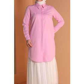 Allday Pembe Gizli Patlı Kadın Gömlek Tunik