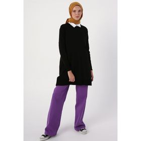 Allday Siyah Bisiklet Yaka Triko Tunik