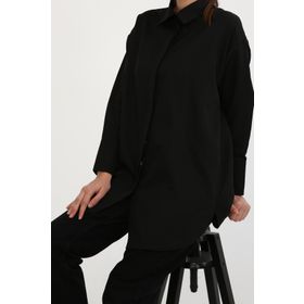Allday Siyah Gizli Patlı Pamuklu Gömlek Tunik