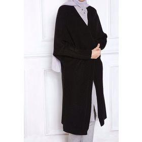 Allday T9110 Siyah Şal Yaka Reglan Kol Triko Hırka