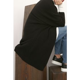 Allday T9110 Siyah Şal Yaka Reglan Kol Triko Hırka