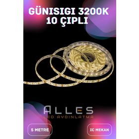 Alles 12 V 3200K 10 Çipli 4040 Günışığı İç Mekan Şerit Led Aydınlatma