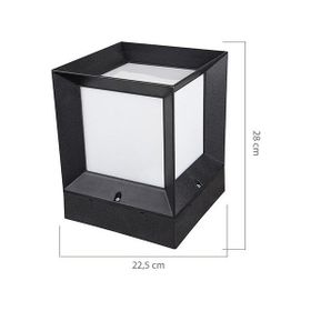 Alles 22.5 x 22.5 x 28 cm Siyah Kasa Set Üstü Küp Bahçe Armatürü Dış Mekan Aplik