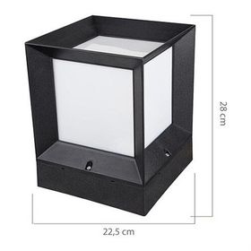Alles 22.5 x 22.5 x 28 cm Siyah Kasa Set Üstü Küp Bahçe Armatürü Dış Mekan Aplik