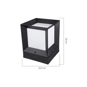 Alles 22.5 x 22.5 x 28 cm Siyah Kasa Set Üstü Küp Bahçe Armatürü Dış Mekan Aplik