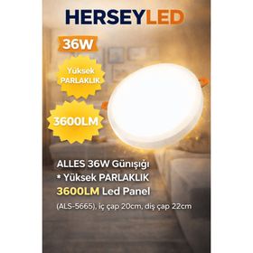 Alles 36 W Günışığı Çerçevesiz Yüksek Lümen Led Panel Aydınlatma