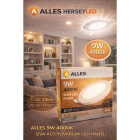 Alles 9W Günışığı 4000K Sıva Altı Yuvarlak Led Panel