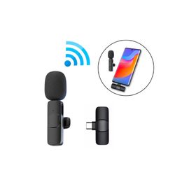 Ally ALL-35341 K8 Type-C Tak Konuş Kablosuz Mini Yaka Canlı Yayın Mikrofonu