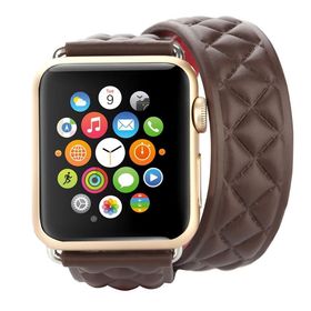 Ally iWatch 4-5 44 mm 1-2-3 42 mm Çift Tur Deri Kayış Kordon H- Model