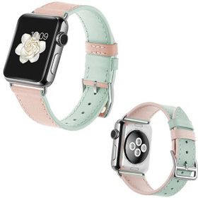 Ally iWatch 4-5 44 mm 1-2-3 42 mm Yeşil,Pembe Hakiki Derikayış Kordon