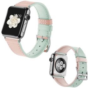Ally iWatch 4-5 44 mm 1-2-3 42 mm Yeşil,Pembe Hakiki Derikayış Kordon