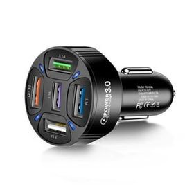 Ally QC3.0 5 Port Çıkışlı Çoklu USB Araç İçi Çakmaklık Siyah Hızlı Şarj Başlığı