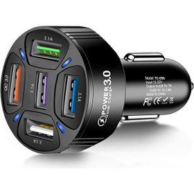 Ally QC3.0 5 Port Çıkışlı Çoklu USB Araç İçi Çakmaklık Siyah Hızlı Şarj Başlığı