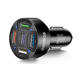 Ally QC3.0 5 Port Çıkışlı Çoklu USB Araç İçi Çakmaklık Siyah Hızlı Şarj Başlığı