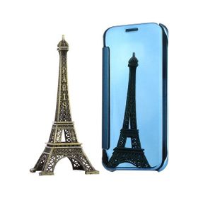 Ally Samsung Galaxy A310 A3 2016 Şeffaf Ön Kapaklı Pencereli Aynalı Mavi Kılıf
