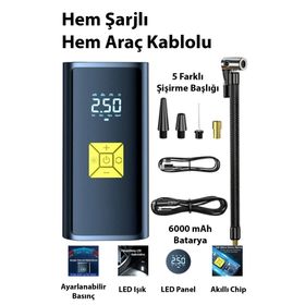 Ally ST-9620B Dijital Led Işıklı Taşınabilir Şarjlı Araç Lastik Hava Şişirme Pompası