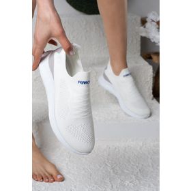 Allyup 041F Günlük Sneaker Beyaz Slip-on Nefes Alabilen Hafif Yürüyüş Bağcıksız Esnek Unisex Spor Ayakkabı