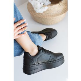 Allyup Günlük Kadın Sneaker Bağcıklı Hafif Kalın Taban Esnek Yürüyüş Suni Deri Spor Ayakkabı