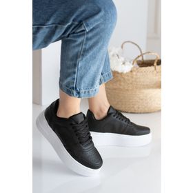 Allyup Günlük Kadın Sneaker Bağcıklı Hafif Kalın Taban Esnek Yürüyüş Suni Deri Spor Ayakkabı
