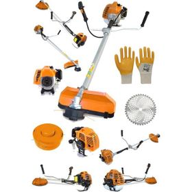 Alman Turbo 9100 Yan Tipi Benzinli Motorlu Turuncu Ot Çim Çalı Biçme Makinesi Tırpanı