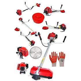 Alman Turbo 9200 Yan Tipi Benzinli Motorlu Kırmızı Ot Çim Çalı Biçme Makinesi Tırpanı