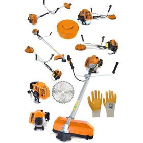 Alman Turbo 9200 Yan Tipi Benzinli Motorlu Turuncu Ot Çim Çalı Biçme Makinesi Tırpanı